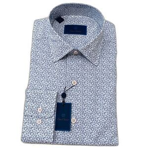 $155 David Donahue NWT Men's Size M Slim Fit Long Sleeve Sport Shirt Blue Sand